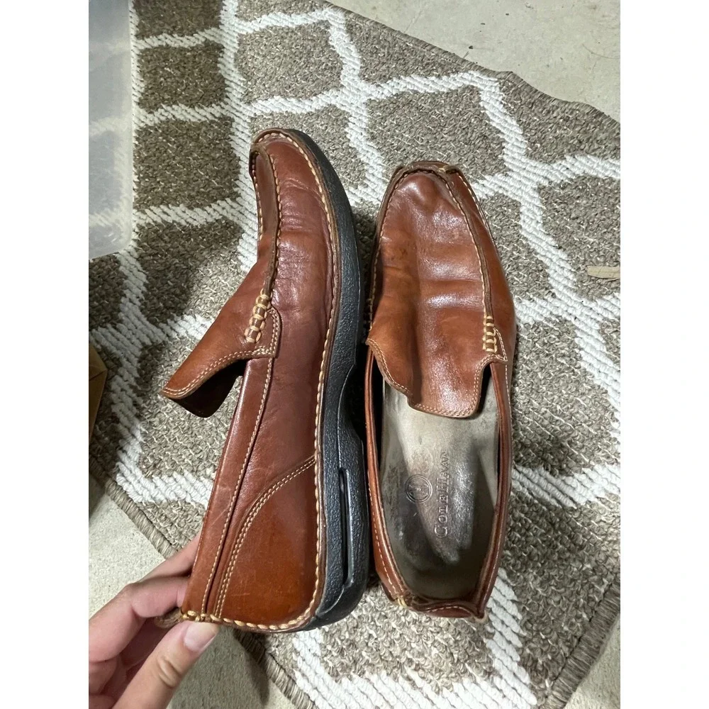 Cole Haan Loafers Men's 9.5‎ Brown Leather Nike Air Driving Mocs Slip on Shoes